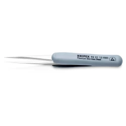 Пинсета прецизна неръждаема с гумирана дръжка ESD 112mm, 92 21 12 ESD, KNIPEX