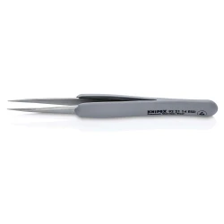 Пинсета прецизна неръждаема с гумирана дръжка ESD 130mm, 92 21 14 ESD, KNIPEX