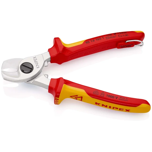 Ножица за кабели с многокомпонетни ръкохватки VDE 165 mm, 95 16 165 T, KNIPEX