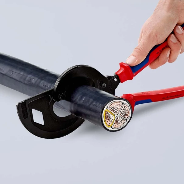 Ножица за кабели с тресчотка до 600 mm², 320mm, 95 32 320, KNIPEX