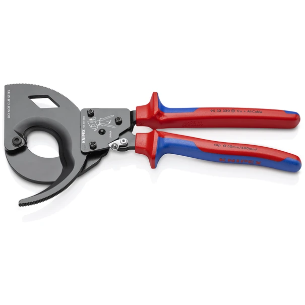 Ножица за кабели с тресчотка до 600 mm², 320mm, 95 32 320, KNIPEX