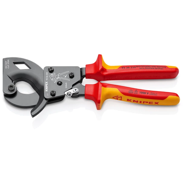 Ножица за кабели с тресчотка до 240 mm²,  250 mm, 95 36 250, KNIPEX