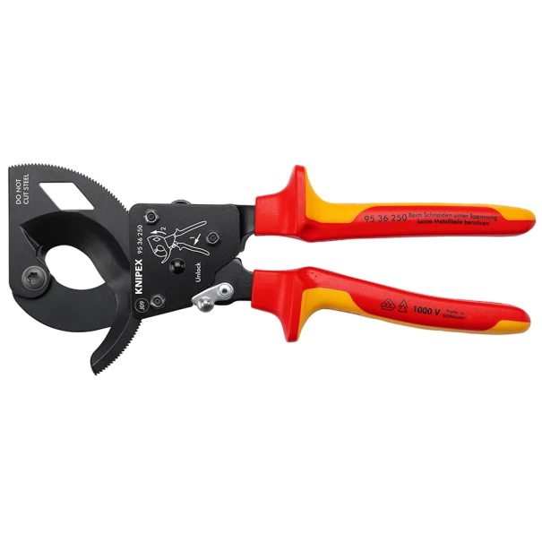 Ножица за кабели с тресчотка до 240 mm²,  250 mm, 95 36 250, KNIPEX