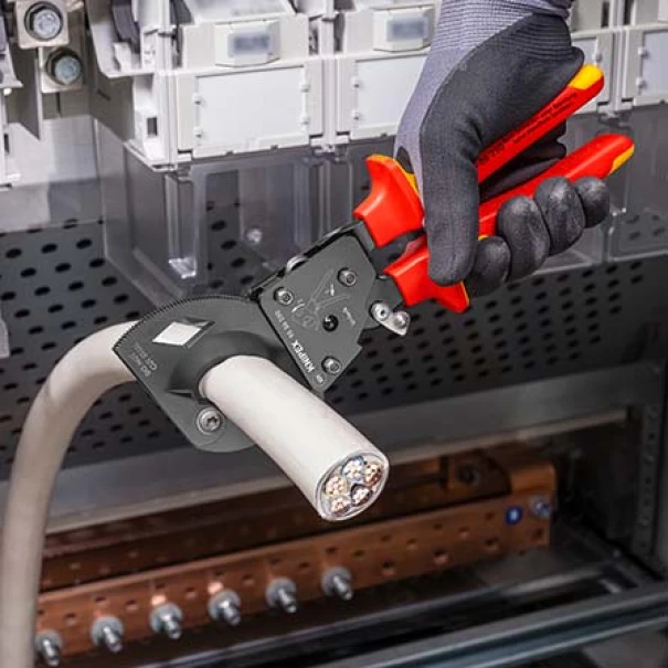 Ножица за кабели с тресчотка до 240 mm²,  250 mm, 95 36 250, KNIPEX