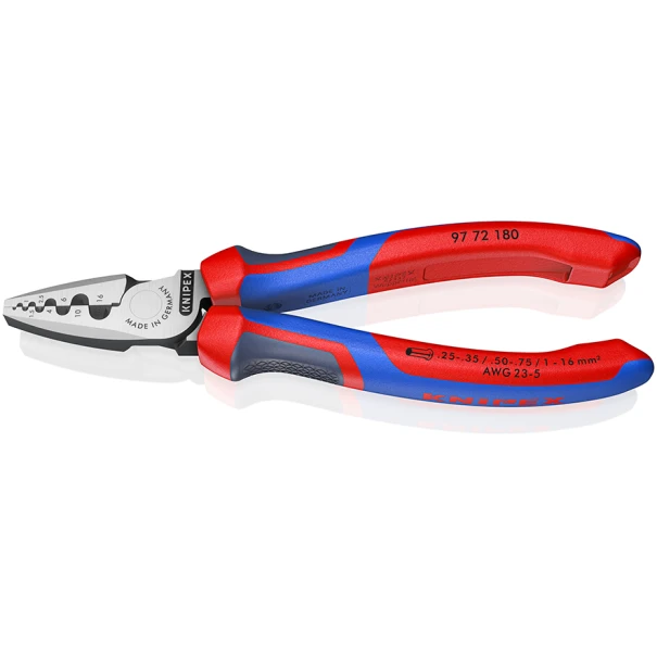 Кримпващи клещи за гилзи 3K KNIPEXtend, 0,25-16,0mm², 180mm, 97 72 180, KNIPEX