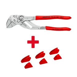 Промо сет ВиК: раздвижни клещи 180mm + облицовъчни челюсти, KNIPEX