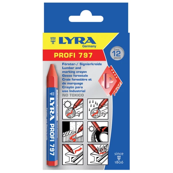 Креда за дървесина, червена PROFI 797® 12x120mm, 12бр, 4870017, LYRA