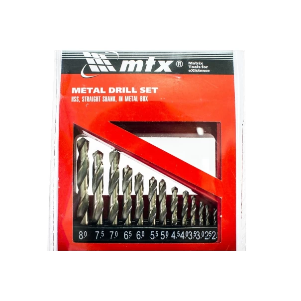 Комплект свредла за метал, 2-8mm през 0,5mm, 13бр, 723879, MTX