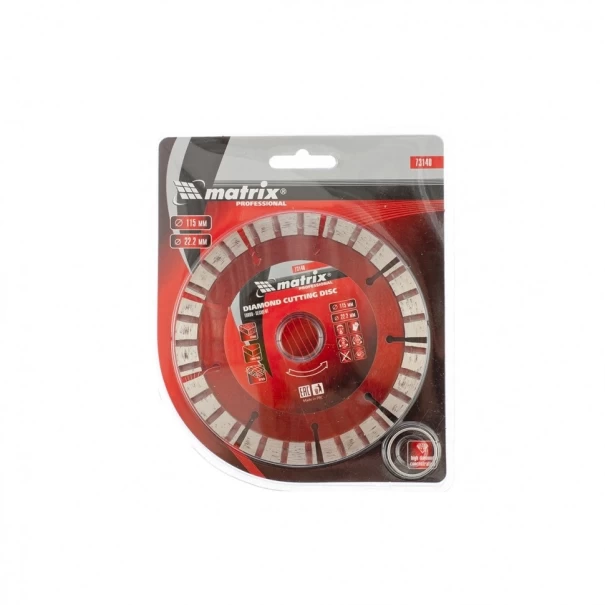 Диск диамантен за сухо рязане TURBO, сегментиран, 115х22,2mm , 731409, MTX