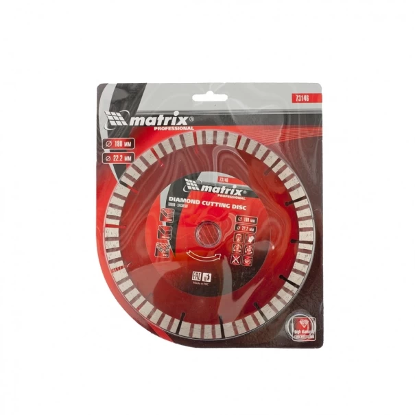 Диск диамантен за сухо рязане TURBO, сегментиран, 180х22,2mm , 731469, MTX
