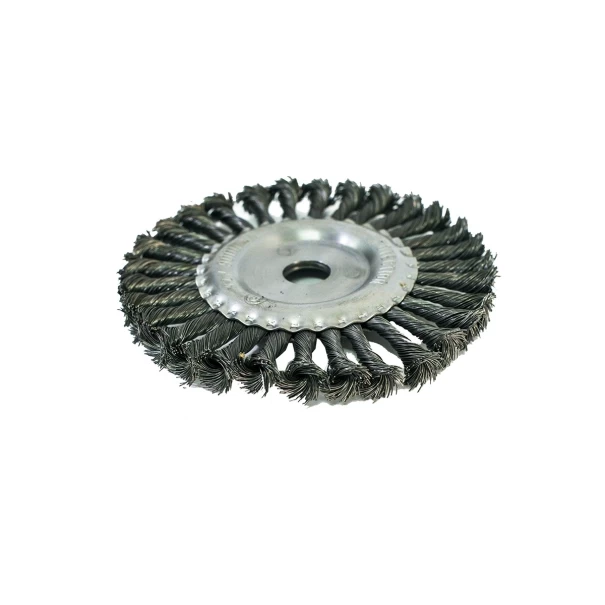 Четка за ъглошлайф, 175mm, вътрешен D 22mm, плоска, усукана стоманена тел, 746369, MTX