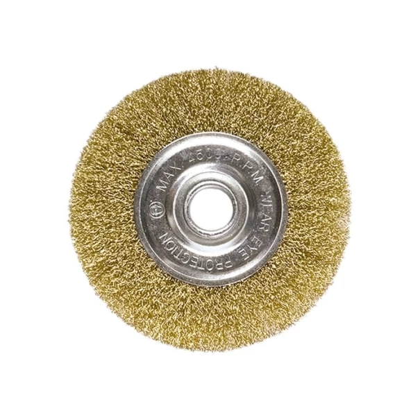 Четка за ъглошлайф, 100mm, вътрешен D 22mm, плоска, вълнообразна стоманена тел, 746489, MTX