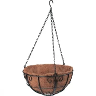 Кашпа висяща, D 30cm, кокосова, с декорации, 690108, PALISAD