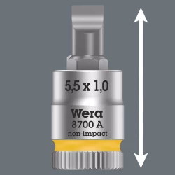 Вложка гаечна 8700 A FL за шлицови винтове, 1/4", 1,2x6,5x28mm, 05003322001, WERA