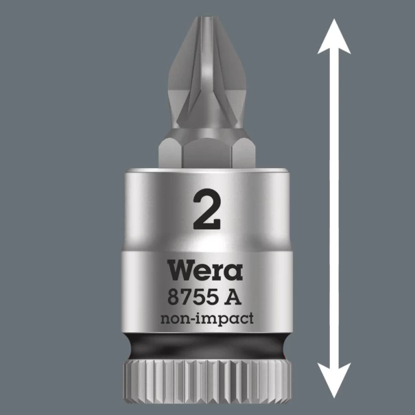 Вложка гаечна 8755 A Pozidriv Zyklop, 1/4", PZ 3x28mm, 05003355001, WERA