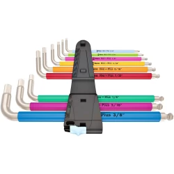 Комплект имбусни ключове, неръждаеми 3950/9 Hex-Plus Multicolour, инчови, 05022860001, WERA