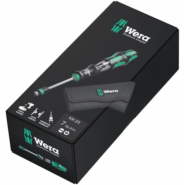 Комплект ръкохватка Kraftform Kompakt 25 в чанта 7ч, 05051024001, WERA