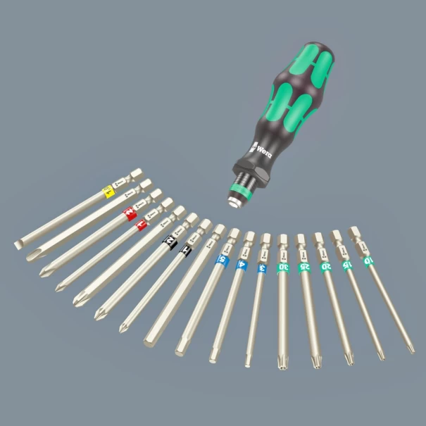Комплект ръкохватка с накрайници Kraftform Kompakt 60 Tool Finder 17ч, 05059303001, WERA