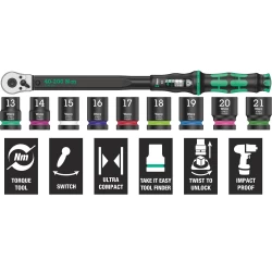 Динамометричен ключ Click-Torque C 3 за анкери, 40-200Nm, 10ч, 05075681001, WERA