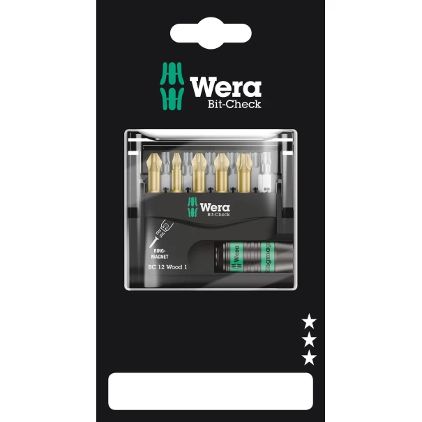 Комплект битове Bit-Check 12 Wood 1 SB, 12бр, 05136390001, WERA