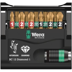 Комплект битове Bit-Check 12 Diamond 1, 12ч, 05057421001, WERA