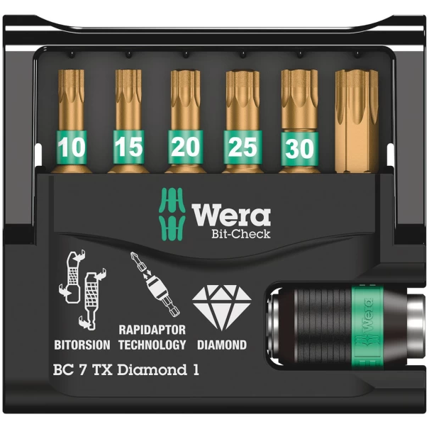 Комплект битове Bit-Check 7 TX Diamond 1, 05057415001, WERA