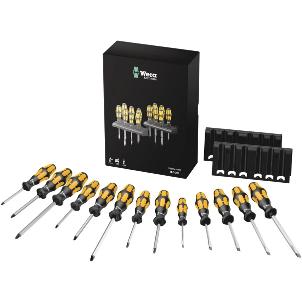 Комплект отвертки ударни Big Pack 900 Kraftform Wera + стойка, 05133285001, WERA