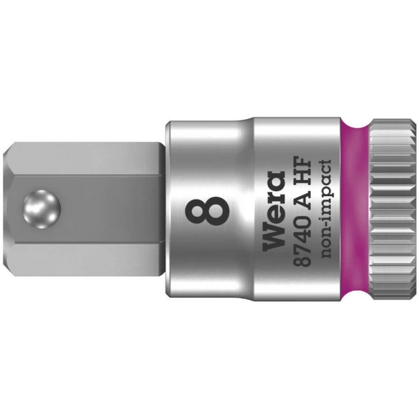 Вложка гаечна 8740 A HF Zyklop 1/4", задържащи за шестостен, 8x28mm, 05003339001, WERA