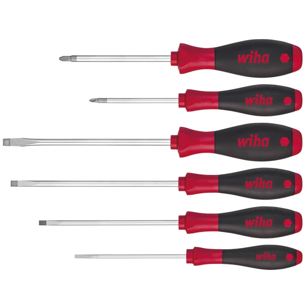 Комплект отвертки SoftFinish плоски, Pozidriv, 6ч, 07153, WIHA