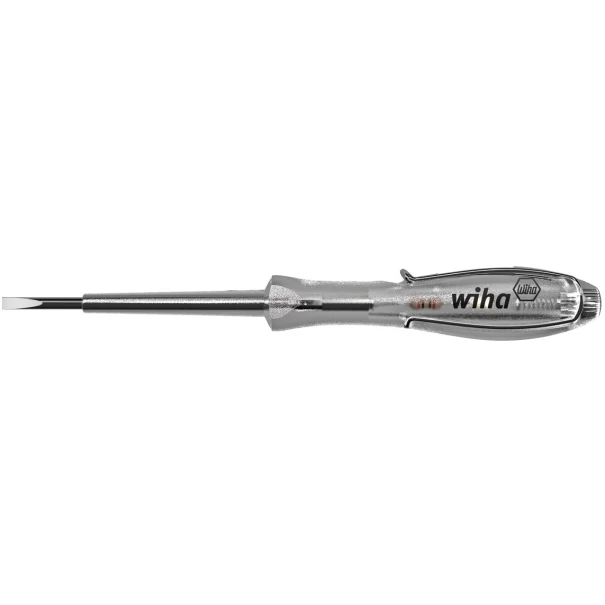 Фазомер SoftFinish, еднополюсен, 110 - 250 Volt плосък, прозрачен с клипс 3, 0 mm x 60 mm, 34745, WIHA