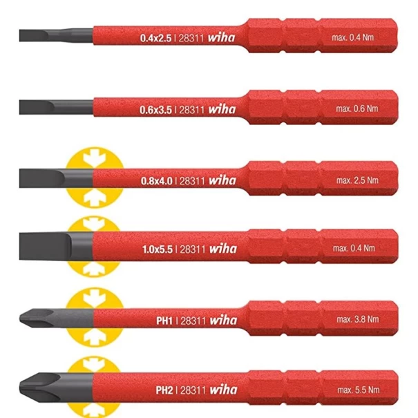Отвертка с магазин за битове LiftUp electric Phillips, PlusMinus/Pozidriv, плоска с 6 slimBits, 38611, WIHA