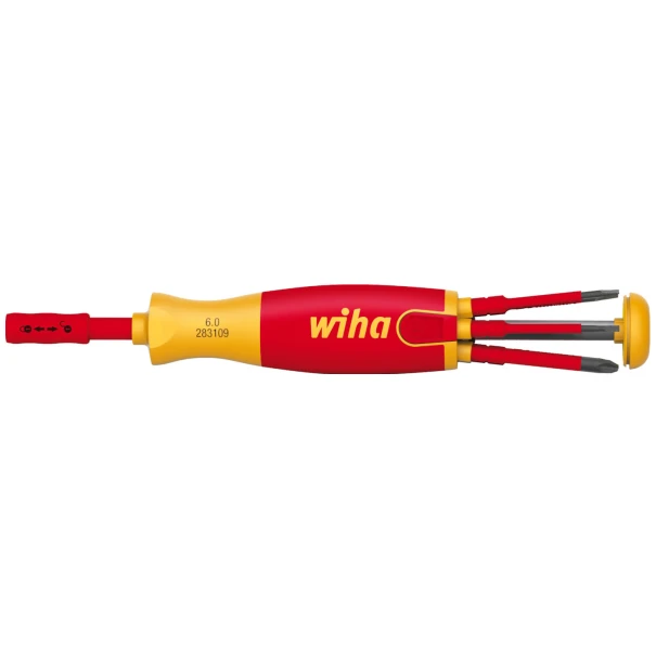 Отвертка с магазин за битове LiftUp electric Phillips, PlusMinus/Pozidriv, плоска с 6 slimBits, 38611, WIHA