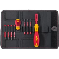 Отвертка и комплект битове slimVario плоски, Pozidriv, PlusMinus/Pozidriv 9ч в калъф, 41233, WIHA