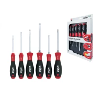 Комплект отвертки SoftFinish плоски, Pozidriv 6ч с шестостенен накрайник, 21249, WIHA
