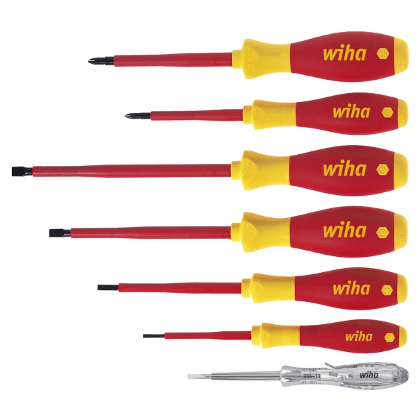 Комплект отвертки електротехнически SoftFinish плоски, Phillips, 7ч, 00834, WIHA