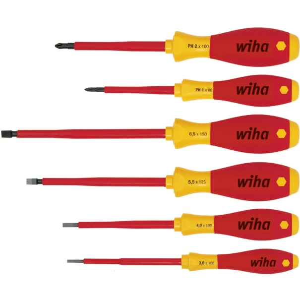 Комплект отвертки SoftFinish electric плоски, Phillips, 6ч, 00833, WIHA