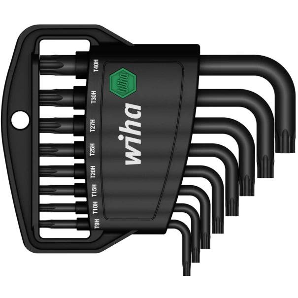 Комплект имбусни ключове в държач Classic TORX® топлоустойчива с отвор 8ч черни, 36462, WIHA
