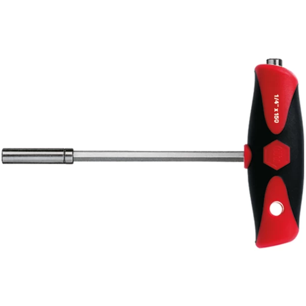Отвертка магнитна с Т-образна ръкохватка и два държача за битове ComfortGrip 1/4" 150 mm, 26179, WIHA