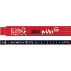 Метър сгъваем Longlife Plus Composite метричен, 2m, червенo-черен, 37067, WIHA