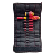 Отвертка и комплект битове slimVario плоски, Pozidriv, PlusMinus/Pozidriv 9ч в калъф, 41233, WIHA