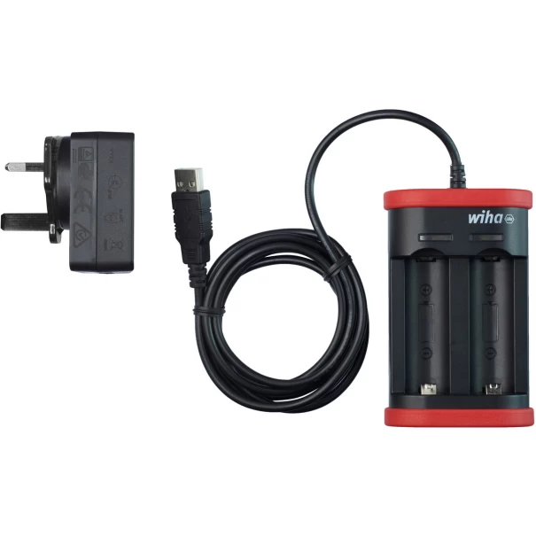 Зарядно за акумулатори тип 18500 Li-Ion с USB и британски конектор, 42766, WIHA