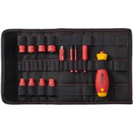 Отвертка и вложка за гилзов ключ 1/4“ Set slimVario® electric смесен, 13ч в сгъваема чанта, 43467, WIHA