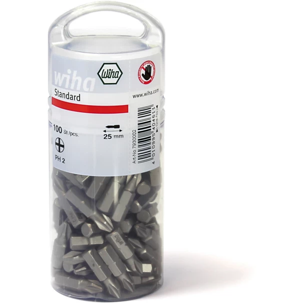 Бит Standard 25 mm Phillips (PH2) 100ч 1/4" в голяма опаковка, 40461, WIHA
