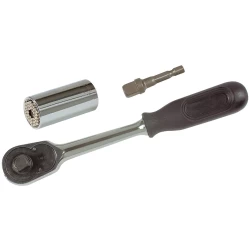 Комплект вложки гаечни Gripper шестостен с тресчотка 3/8" и адаптер за битове в блистер 3ч, 20783, WIHA