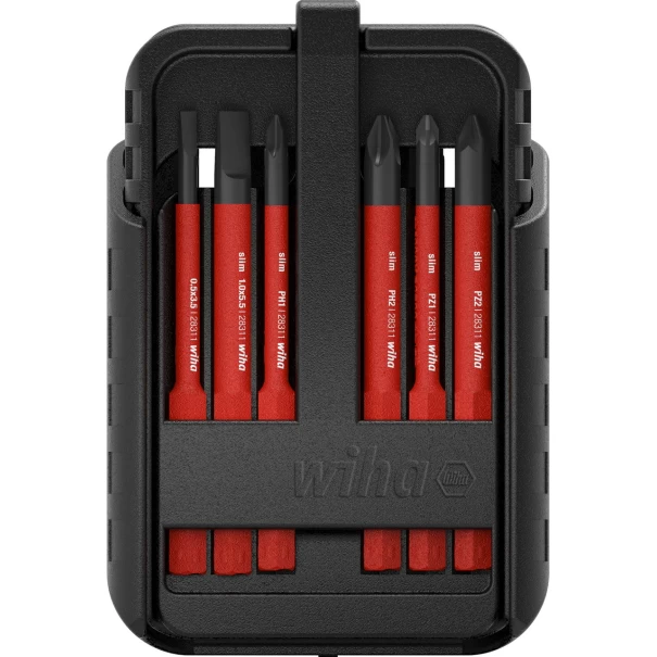 Комплект битове slimBit electric плоски, Phillips, Pozidriv, PlusMinus/Pozidriv, TORX® 12ч в кутия slimBit, 43162, WIHA