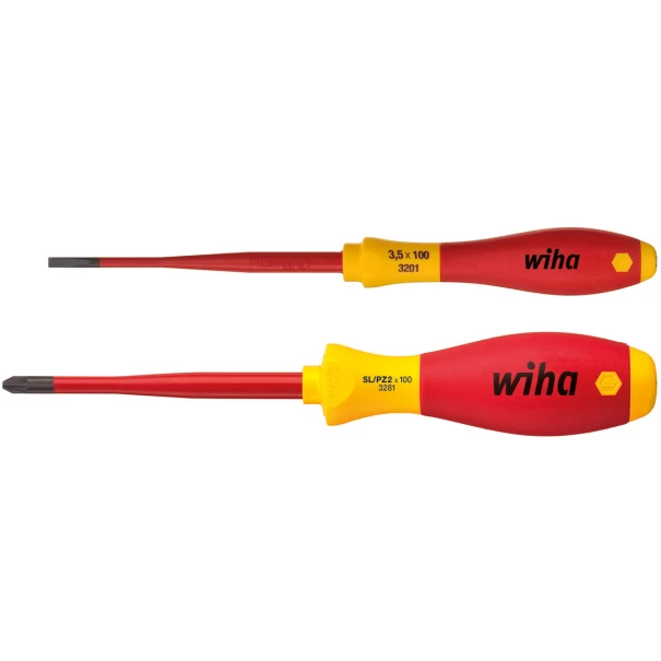 Комплект отвертки SoftFinish electric slimFix плоски, PlusMinus/Pozidriv, 2ч в блистер, 36333, WIHA