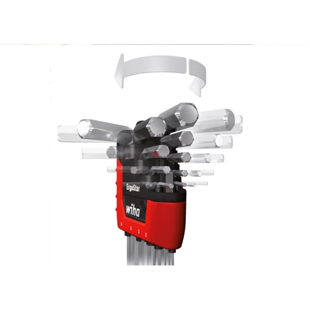 Комплект имбусни ключове в държач ErgoStar сферична глава TORX® 13ч, черни, 43847, WIHA